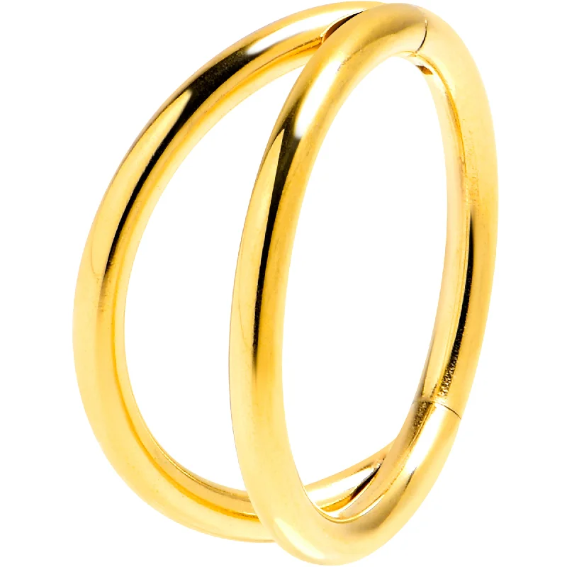 Nose Rings for Delicate Piercings -16 Gauge 3/8 Gold Tone Double Row Illusion Hinged Segment Ring Nose Rings for Delicate Piercings -16 Gauge 3/8 Gold Tone Double Row Illusion Hinged Segment Ring