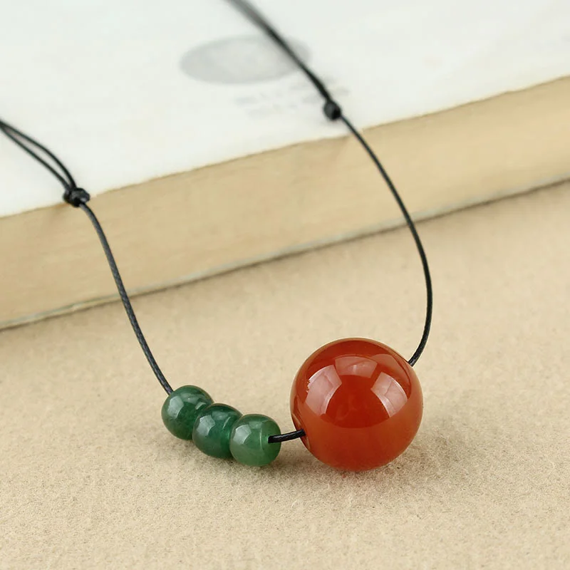 Shop Classic Women's Necklaces & Pendants with a Modern Twist-Buddha Stones Red Agate Green Aventurine Green Bodhi Seed Bead Calm Leather Rope Necklace Pendant Shop Classic Women's Necklaces & Pendants with a Modern Twist-Buddha Stones Red Agate Green Aventurine Green Bodhi Seed Bead Calm Leather Rope Necklace Pendant