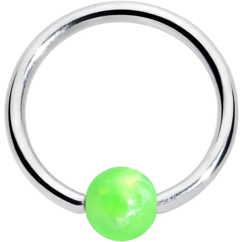 Nose Rings for Edgy Look -16 Gauge 3/8 Simple Opaque Bright Green Ball BCR Captive Bead Ring