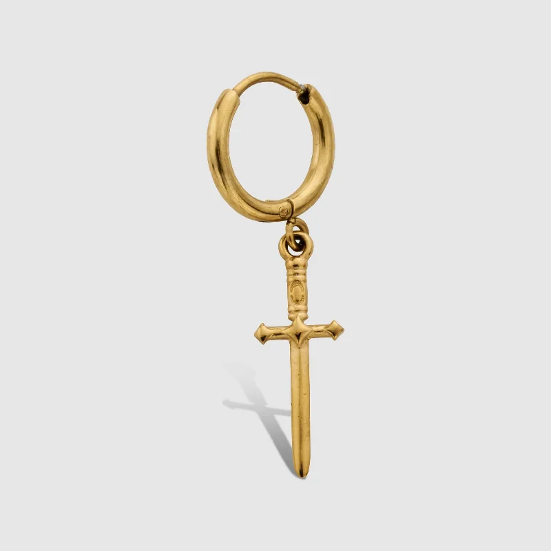 Shop Durable Men's Earrings for Everyday Wear-Dagger Earring (Gold)