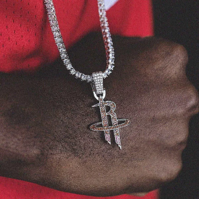 Exclusive Men's Necklaces & Pendants for the Modern Gentleman-Houston Rockets Official NBA Logo Pendant in White Gold Exclusive Men's Necklaces & Pendants for the Modern Gentleman-Houston Rockets Official NBA Logo Pendant in White Gold