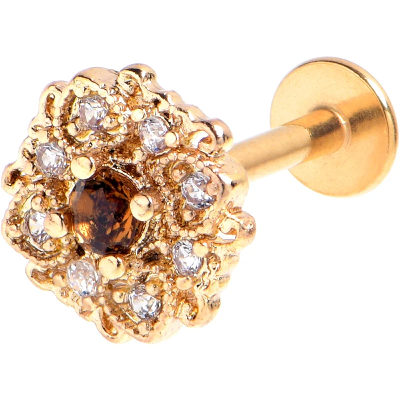 Lip Rings for Effortless Beauty16 Gauge 5/16 Yellow Gem Gold Tone Luxe Heart Labret Monroe Tragus