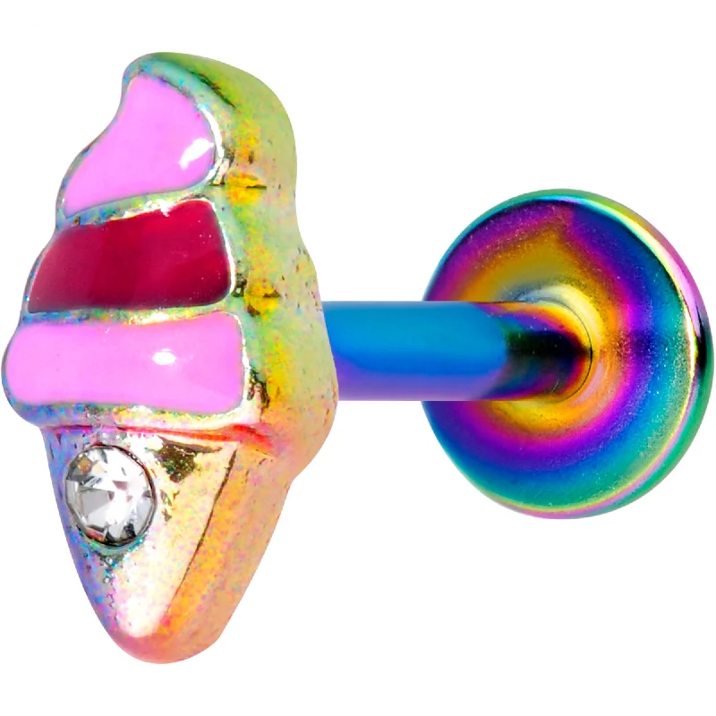 Sparkling Lip Rings for Fun and Glam Looks16 Gauge 5/16 Clear Gem Rainbow Ice Cream Cone Labret Monroe Tragus Sparkling Lip Rings for Fun and Glam Looks16 Gauge 5/16 Clear Gem Rainbow Ice Cream Cone Labret Monroe Tragus