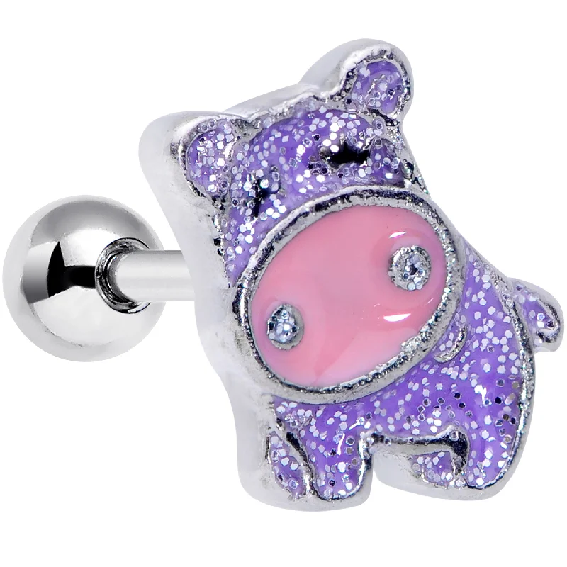 Women's Earrings – Elegant Designs for Every Personality--16 Gauge 1/4 Happy Purple Hippo Cartilage Tragus Earring Women's Earrings – Elegant Designs for Every Personality--16 Gauge 1/4 Happy Purple Hippo Cartilage Tragus Earring