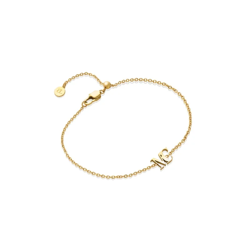 Traditional Bangles for Women-Mini Double Initial Bracelet (Gold)