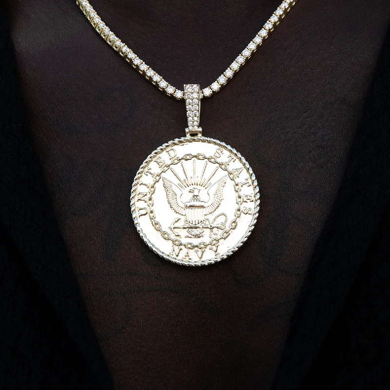 Exclusive Men's Necklaces & Pendants for the Modern Gentleman-U.S. Navy Pendant in Yellow Gold Exclusive Men's Necklaces & Pendants for the Modern Gentleman-U.S. Navy Pendant in Yellow Gold