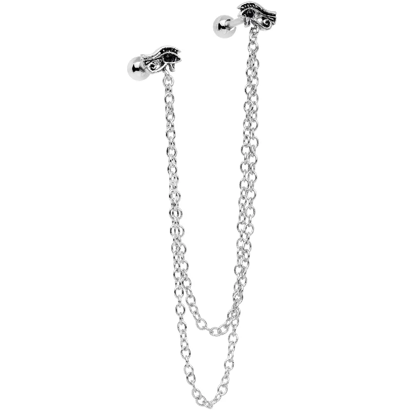 Women's Earrings – Elegant Designs for Every Personality--16 Gauge 1/4 Ancient Egyptian Eye of Horus Cartilage Chain Earring Women's Earrings – Elegant Designs for Every Personality--16 Gauge 1/4 Ancient Egyptian Eye of Horus Cartilage Chain Earring