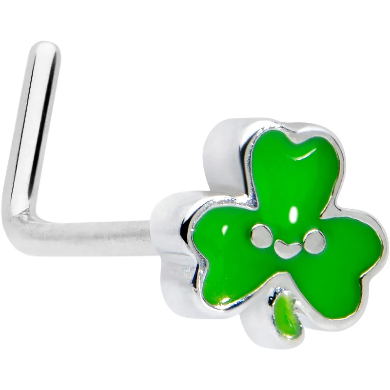 Nose Rings for Simple Style -20 Gauge 7mm Sweet Happy Shamrock St Patricks L Shape Nose Ring Nose Rings for Simple Style -20 Gauge 7mm Sweet Happy Shamrock St Patricks L Shape Nose Ring
