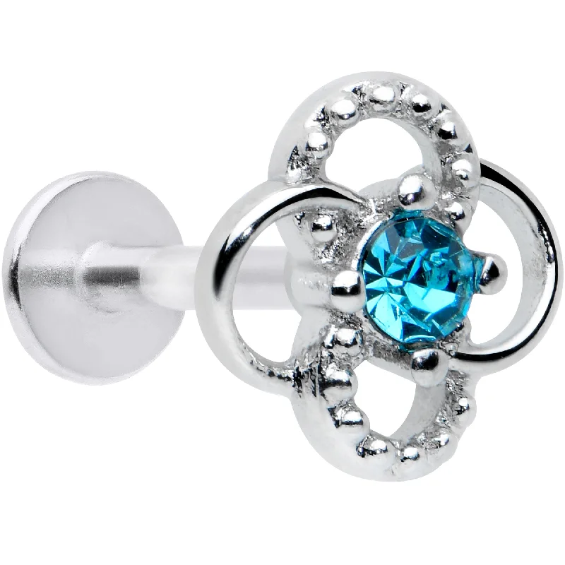 Comfortable Lip Rings for Sensitive Skin16 Gauge 5/16 Blue Gem Celtic Knot Labret Monroe Tragus