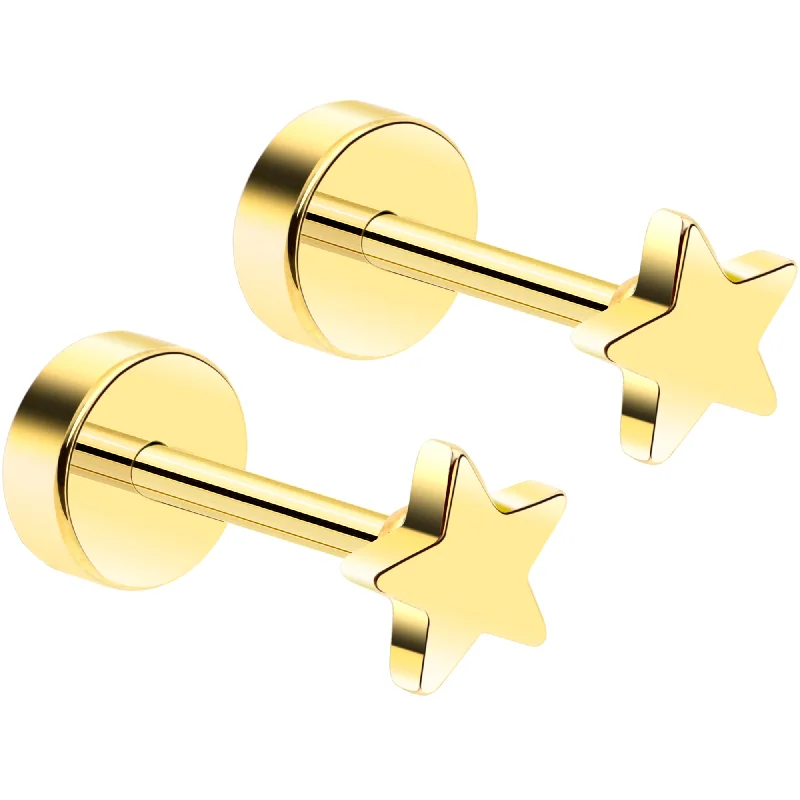 Women's Earrings – Elegant Designs for Every Personality--14k Yellow Gold Plated 3mm Star Flat Back Stud Earrings - 1 Pair Women's Earrings – Elegant Designs for Every Personality--14k Yellow Gold Plated 3mm Star Flat Back Stud Earrings - 1 Pair