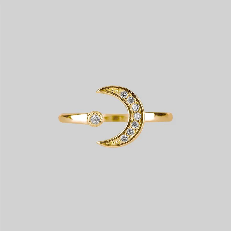 Chic Women's Rings for Fashion-Forward Looks-INDU. Moon & Star Gold Ring