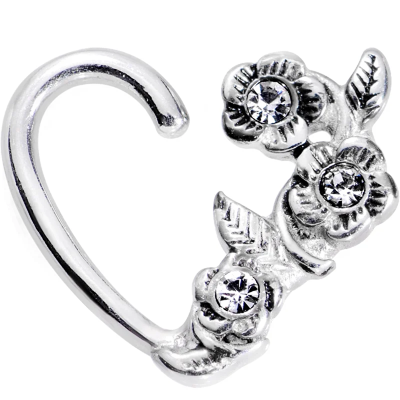Women's Earrings – Elegant Designs for Every Personality--16 Gauge 1/4 Clear Gem Bounty of Flowers Left Heart Closure Ring Women's Earrings – Elegant Designs for Every Personality--16 Gauge 1/4 Clear Gem Bounty of Flowers Left Heart Closure Ring