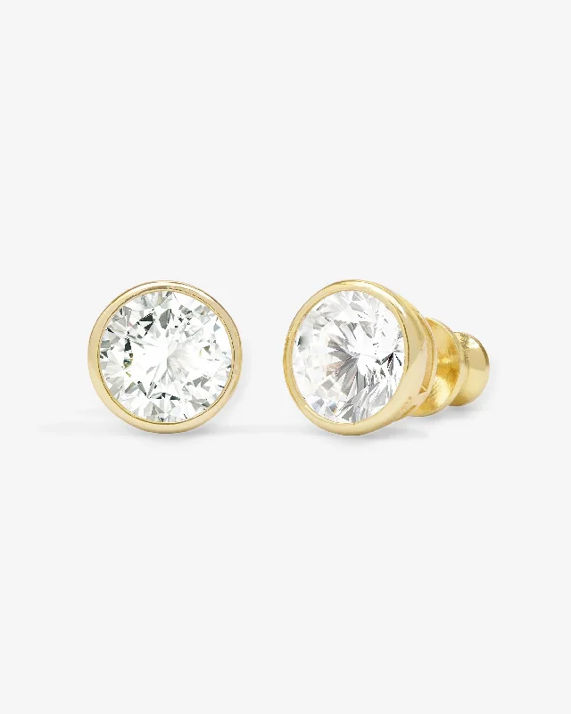 Women's Earrings – Elegant Designs for Every Personality--Baroness 8mm Studs - Gold|White Diamondettes Women's Earrings – Elegant Designs for Every Personality--Baroness 8mm Studs - Gold|White Diamondettes