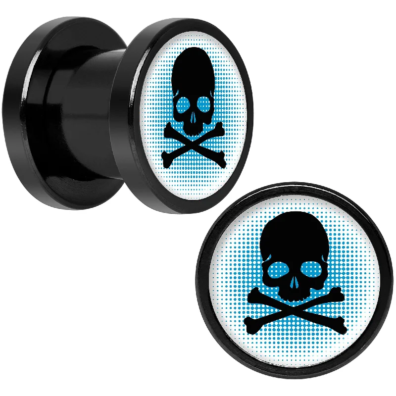Women's Earrings – Elegant Designs for Every Personality--Blue Black Skull Black Anodized Screw Fit Plug Set 0 Gauge Women's Earrings – Elegant Designs for Every Personality--Blue Black Skull Black Anodized Screw Fit Plug Set 0 Gauge