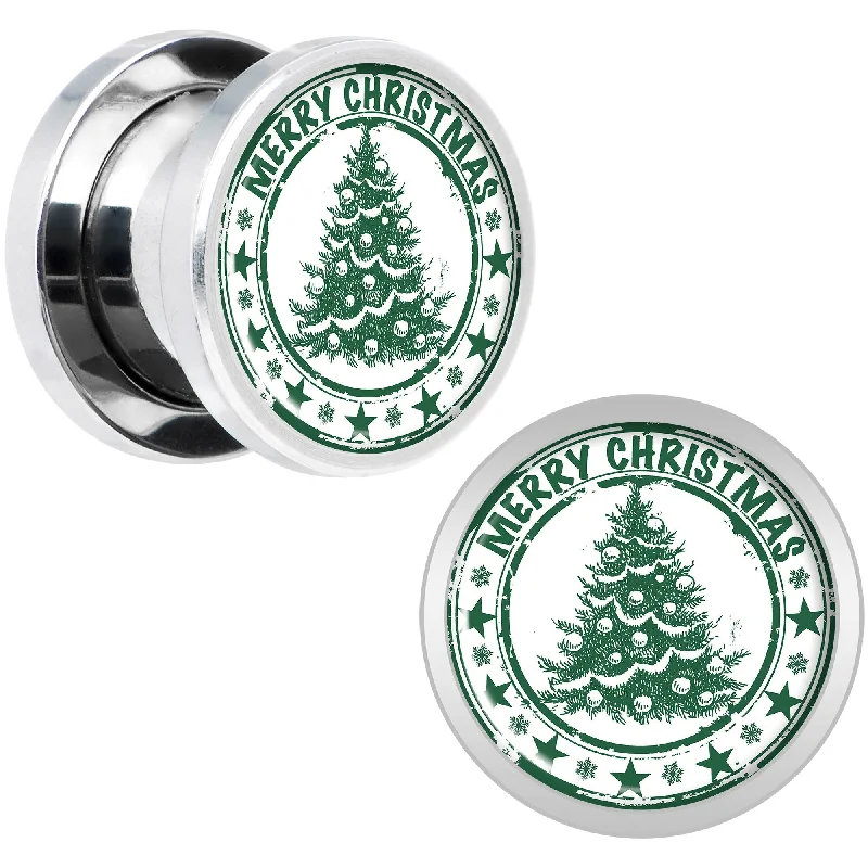 Women's Earrings – Elegant Designs for Every Personality--Merry Christmas Tree Screw Fit Plug Set Sizes 5mm to 20mm Women's Earrings – Elegant Designs for Every Personality--Merry Christmas Tree Screw Fit Plug Set Sizes 5mm to 20mm