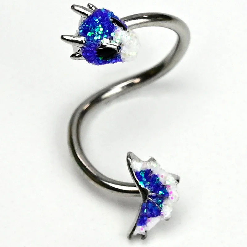 Trendy Belly Rings with Creative Accents -Sea Monster Glitter Blue Spiral Twister Belly Ring Trendy Belly Rings with Creative Accents -Sea Monster Glitter Blue Spiral Twister Belly Ring