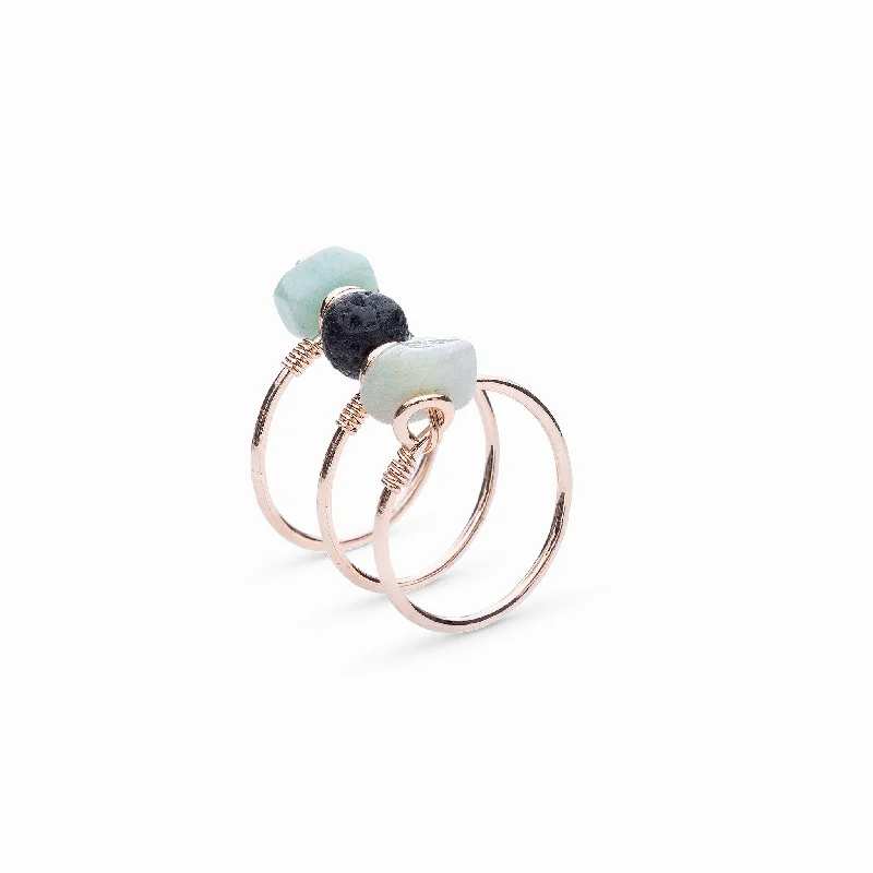 Chic Women's Rings for Fashion-Forward Looks-Triple Wrap Amazonite Diffuser Ring