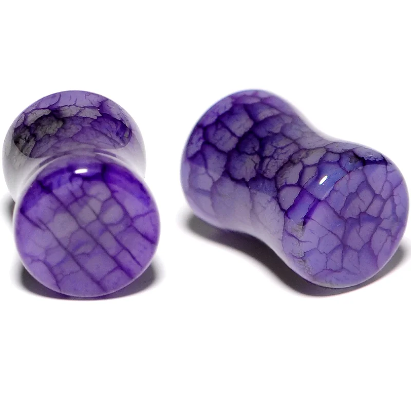 Women's Earrings – Elegant Designs for Every Personality--Solid Purple Stone Saddle Plug Set 6mm to 25mm