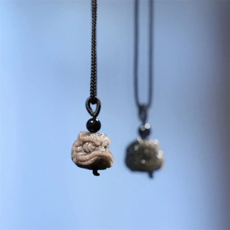 Shop Classic Women's Necklaces & Pendants with a Modern Twist-Buddha Stones Natural Silver Sheen Obsidian Dancing Lion Protection Necklace Pendant Shop Classic Women's Necklaces & Pendants with a Modern Twist-Buddha Stones Natural Silver Sheen Obsidian Dancing Lion Protection Necklace Pendant