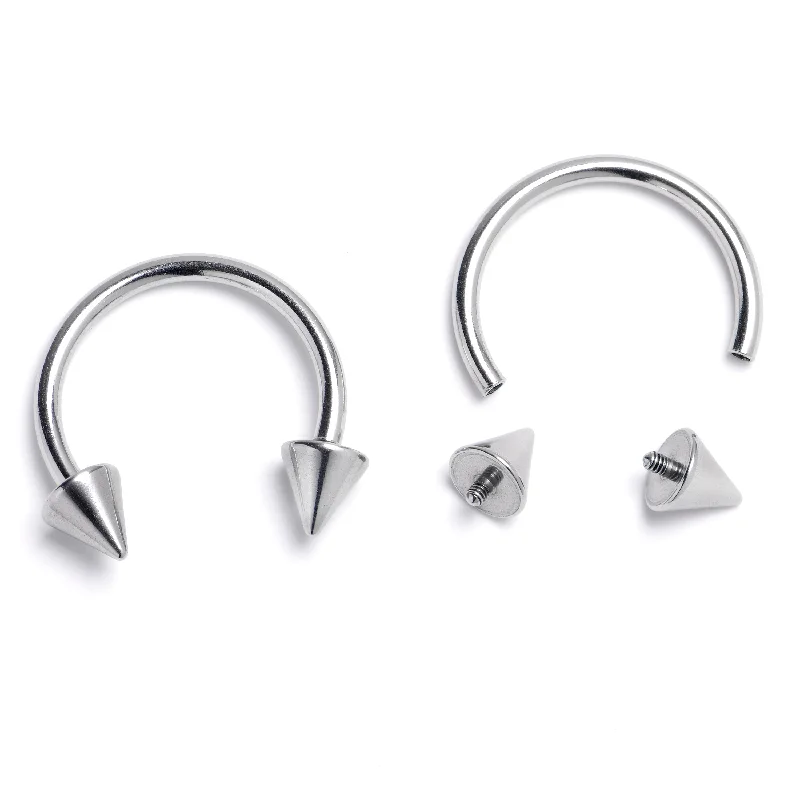 Gorgeous Lip Rings for Stunning Looks14 Gauge 9/16 Internally Threaded Spike End Horseshoe Nipple Ring Set Gorgeous Lip Rings for Stunning Looks14 Gauge 9/16 Internally Threaded Spike End Horseshoe Nipple Ring Set
