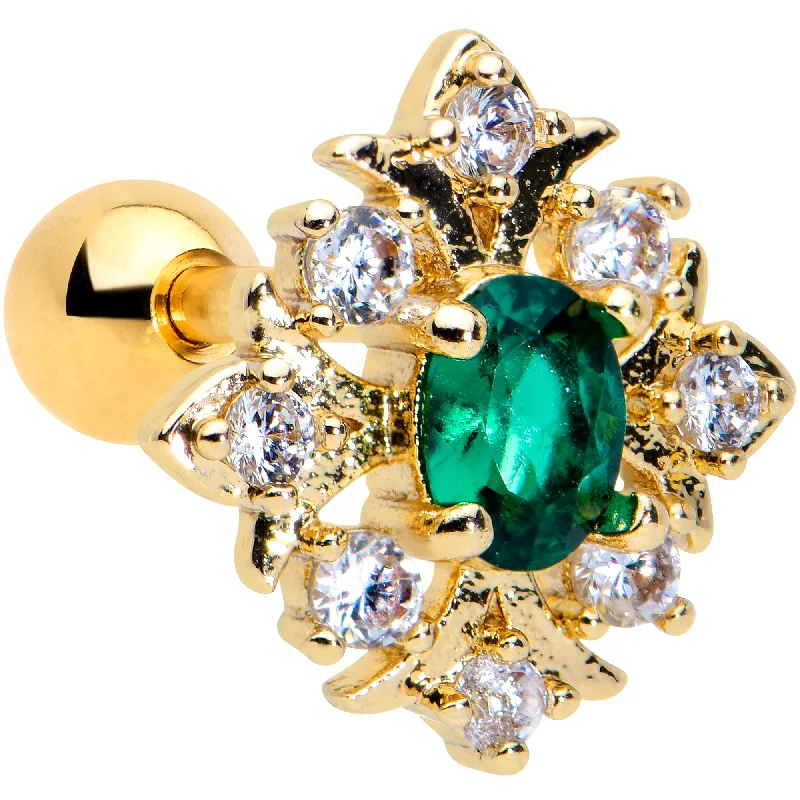 Women's Earrings – Elegant Designs for Every Personality--16 Gauge 1/4 Clear Green Gem Gold Tone Art Deco Style Cartilage Tragus Women's Earrings – Elegant Designs for Every Personality--16 Gauge 1/4 Clear Green Gem Gold Tone Art Deco Style Cartilage Tragus