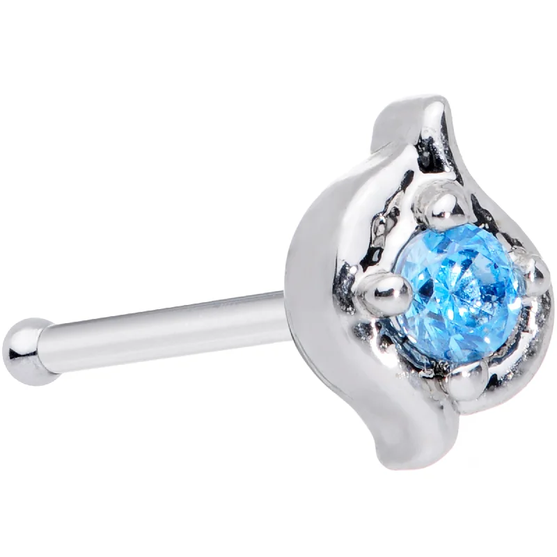 Nose Rings with Pearls -20 Gauge 3/8 Blue Gem Swirl Nose Bone