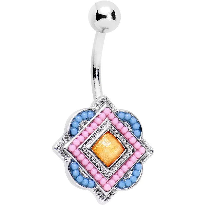 Comfortable Belly Rings for Everyday Glam -Yellow Gem Pink Baby Blue Orb Easter Sunday Belly Ring Comfortable Belly Rings for Everyday Glam -Yellow Gem Pink Baby Blue Orb Easter Sunday Belly Ring