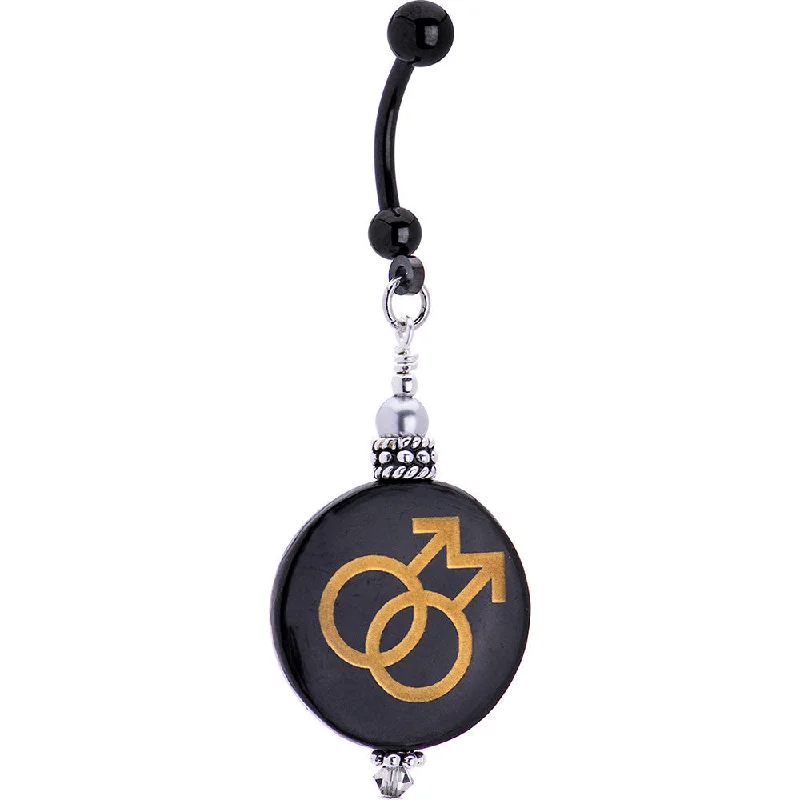 Trendy Belly Rings for Fashion-Loving Women -Hancrafted Black Male Pride Belly Ring Created with Crystals Trendy Belly Rings for Fashion-Loving Women -Hancrafted Black Male Pride Belly Ring Created with Crystals