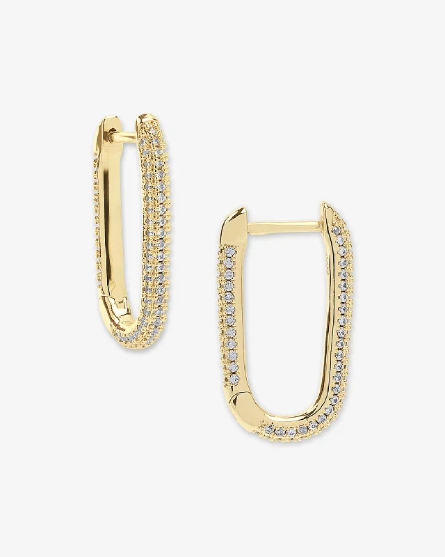 Women's Earrings – Elegant Designs for Every Personality--Carrie Pavé Chain Huggies - Gold|White Diamondettes