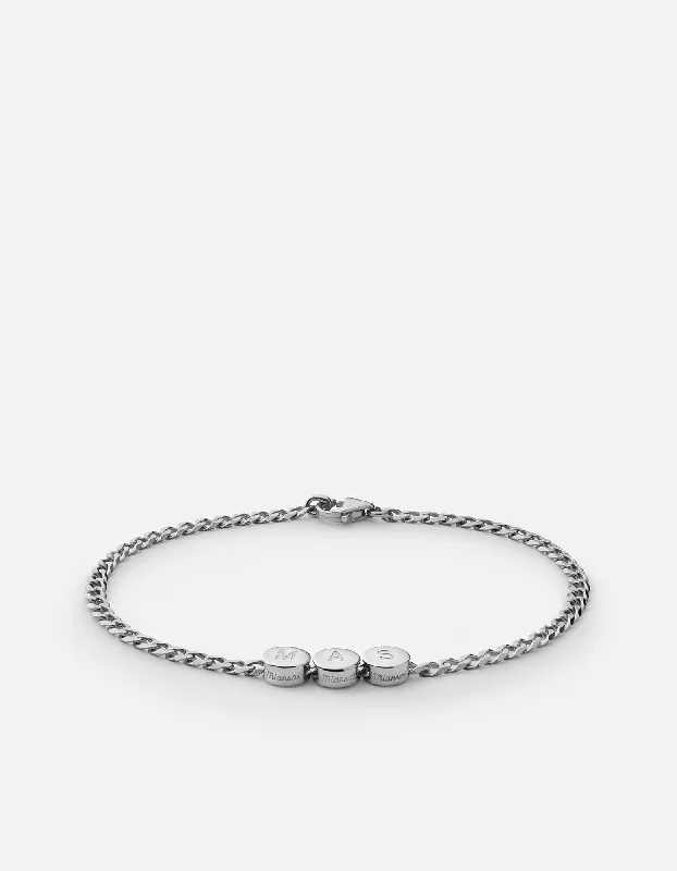 Men's Beaded Bracelets with Cool Charms-Type Chain Bracelet, Sterling Silver