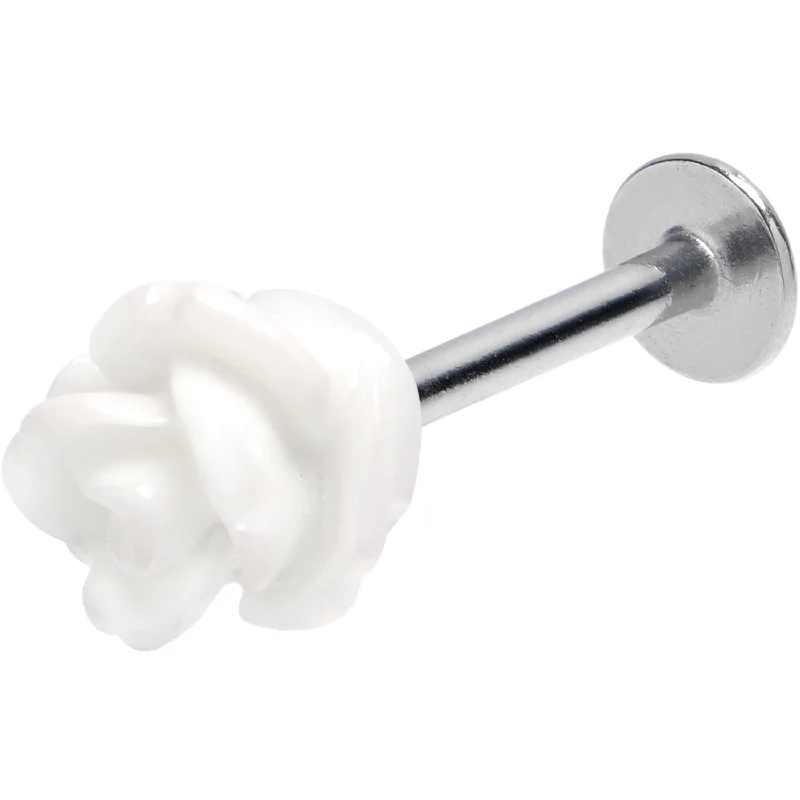 Timeless Lip Rings with Subtle Glam16 Gauge 3/8 Open Bloom Rose White Labret Monroe Tragus