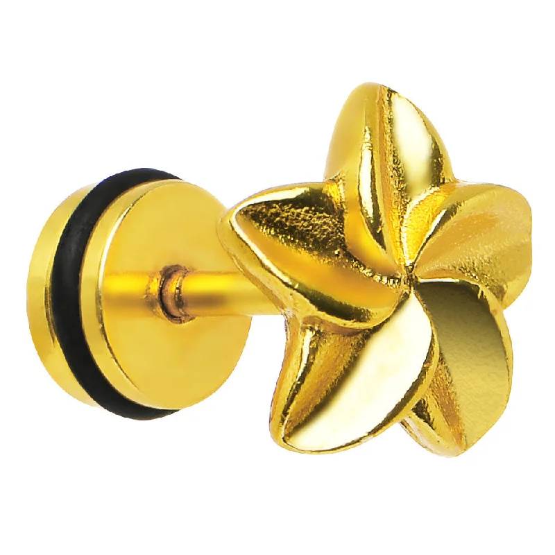 Women's Earrings – Elegant Designs for Every Personality--Gold Plated Swirling Star Cheater Plug