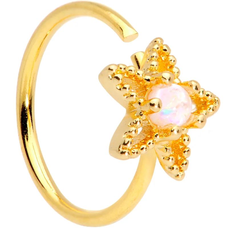 Nose Rings for Edgy Look -20 Gauge 5/16 White Faux Opal Gold Tone Star Seamless Circular Ring Nose Rings for Edgy Look -20 Gauge 5/16 White Faux Opal Gold Tone Star Seamless Circular Ring