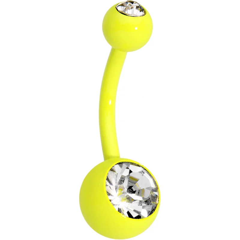Designer Belly Rings for Bold Looks -14 Gauge 3/8 Clear Yellow Blue Acrylic Over Steel Belly Ring Designer Belly Rings for Bold Looks -14 Gauge 3/8 Clear Yellow Blue Acrylic Over Steel Belly Ring