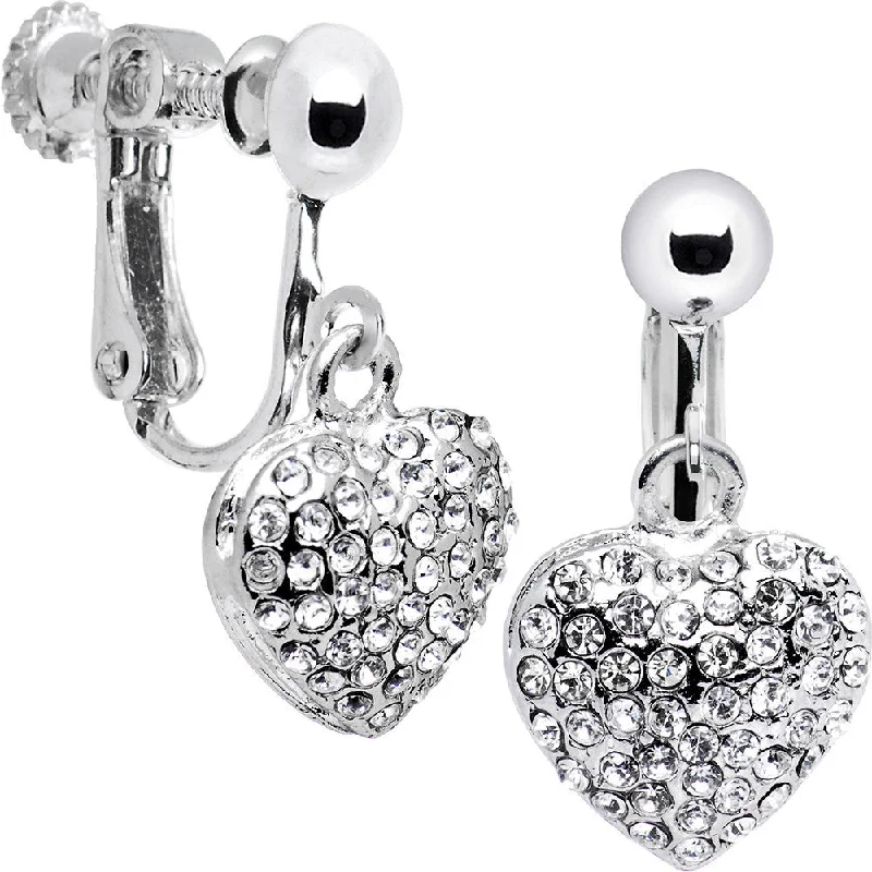 Women's Earrings – Elegant Designs for Every Personality--Silver Tone Tone Heart Rhinestone Clip On Earrings Women's Earrings – Elegant Designs for Every Personality--Silver Tone Tone Heart Rhinestone Clip On Earrings