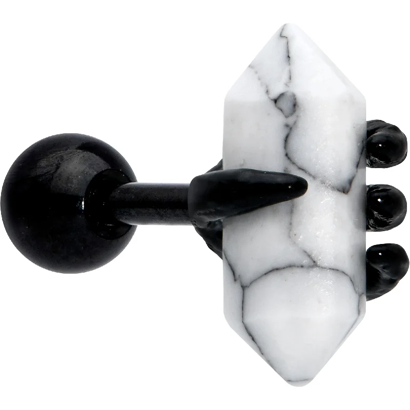 Women's Earrings – Elegant Designs for Every Personality--16 Gauge 1/4 White Howlite Black Claw Obelisk Cartilage Earring Women's Earrings – Elegant Designs for Every Personality--16 Gauge 1/4 White Howlite Black Claw Obelisk Cartilage Earring