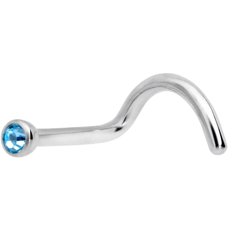 Comfortable and Elegant Nose Rings -18 Gauge Aqua 2mm Grade 23 Titanium Press Fit Left Nose Ring Screw Comfortable and Elegant Nose Rings -18 Gauge Aqua 2mm Grade 23 Titanium Press Fit Left Nose Ring Screw