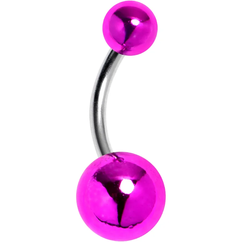 Designer Belly Rings for Glamorous Look -Style Metal Purple Acrylic End Belly Ring