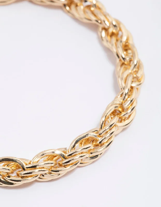 Bridal Bangle Sets for Women-Gold Rope Double Chain Bracelet