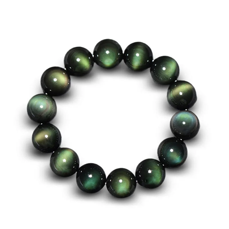 Men's Bracelets with Adjustable Straps-Buddha Stones Natural Green Eye Obsidian Wealth Bracelet Men's Bracelets with Adjustable Straps-Buddha Stones Natural Green Eye Obsidian Wealth Bracelet