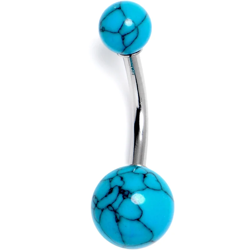 Designer Belly Rings for Unique Style -14 Gauge 3/8 Blue Turquoise Natural Stone Belly Ring Designer Belly Rings for Unique Style -14 Gauge 3/8 Blue Turquoise Natural Stone Belly Ring