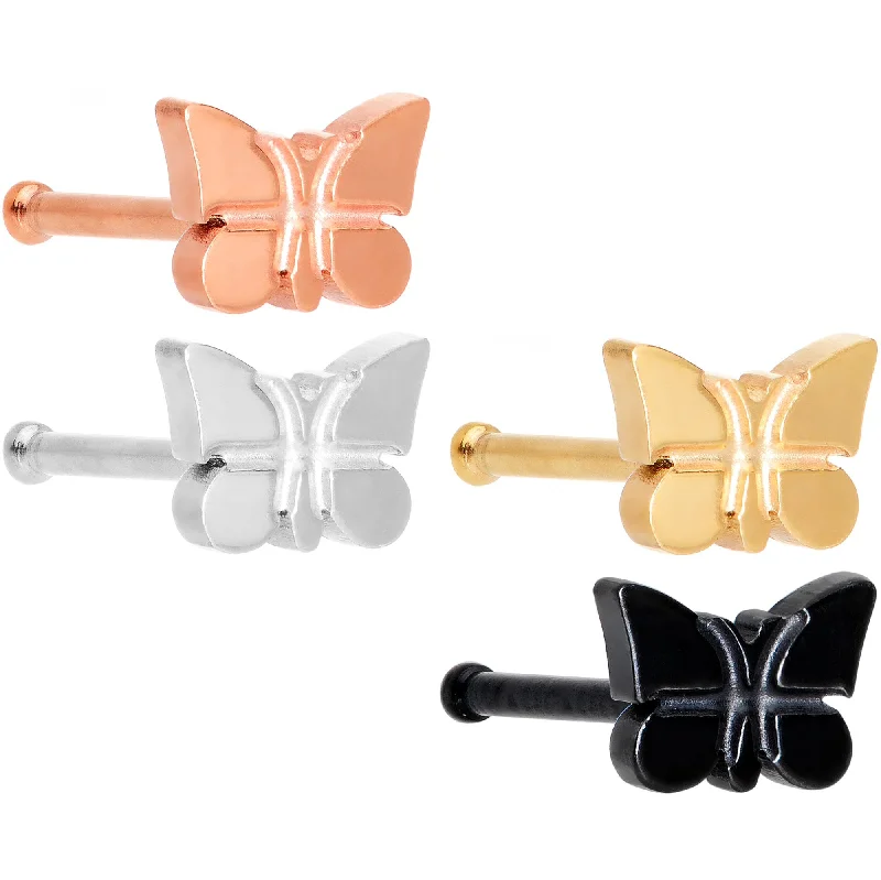Simple Nose Rings for Casual Days -20 Gauge 1/4 Multicolor Butterfly Nose Bone Set of 4 Simple Nose Rings for Casual Days -20 Gauge 1/4 Multicolor Butterfly Nose Bone Set of 4