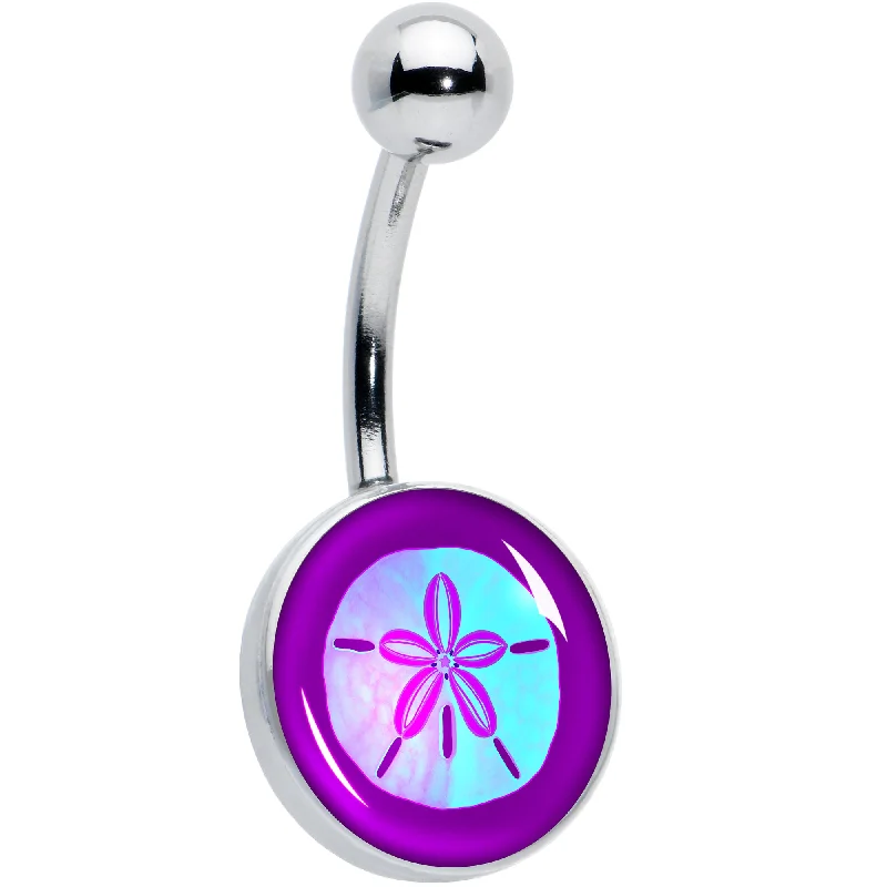 Beautiful Belly Rings for Statement Fashion -Purple Nautical Sand Dollar Belly Ring