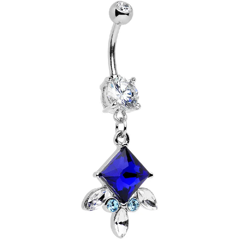 Stunning Belly Rings for Bold Fashion Statements -Clear Blue Aqua Gem Floral Delight Drop Dangle Belly Ring Stunning Belly Rings for Bold Fashion Statements -Clear Blue Aqua Gem Floral Delight Drop Dangle Belly Ring