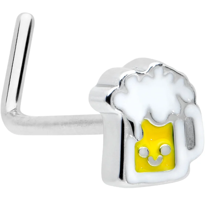 Unique Nose Ring Designs -20 Gauge 7mm Sweet Happy Beer St Patricks L Shape Nose Ring Unique Nose Ring Designs -20 Gauge 7mm Sweet Happy Beer St Patricks L Shape Nose Ring