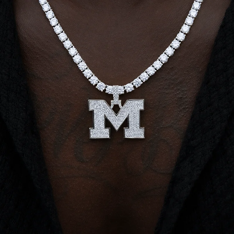 Exclusive Men's Necklaces & Pendants for the Modern Gentleman-University of Michigan Wolverines Official NCAA Micro Logo Pendant in White Gold Exclusive Men's Necklaces & Pendants for the Modern Gentleman-University of Michigan Wolverines Official NCAA Micro Logo Pendant in White Gold