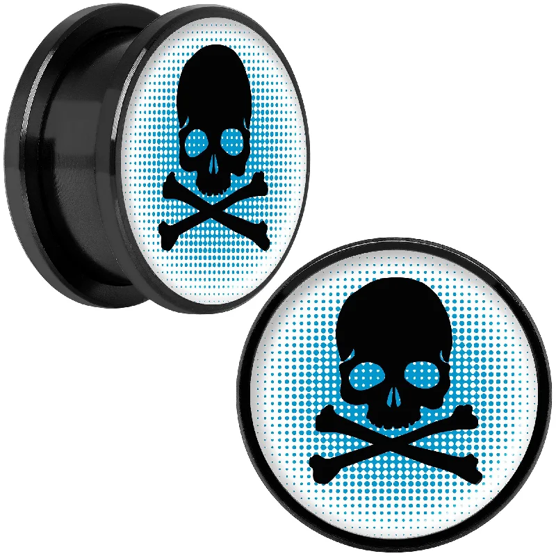 Women's Earrings – Elegant Designs for Every Personality--Blue Black Skull Black Anodized Screw Fit Plug Set 18mm Women's Earrings – Elegant Designs for Every Personality--Blue Black Skull Black Anodized Screw Fit Plug Set 18mm