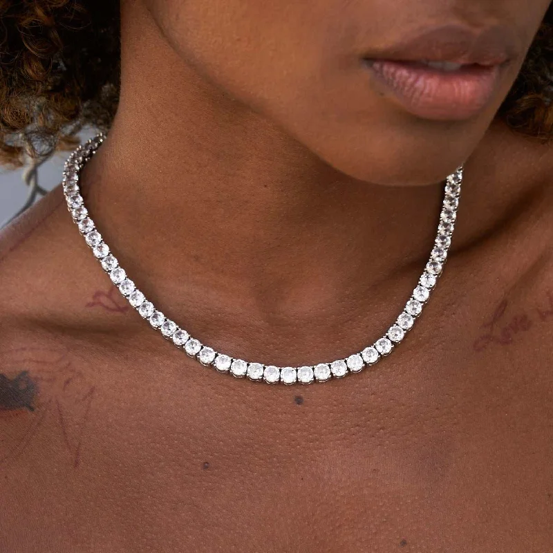 Shop Classic Women's  Necklaces & Pendants with a Modern Twist-Diamond Tennis Necklace in White Gold- 5mm