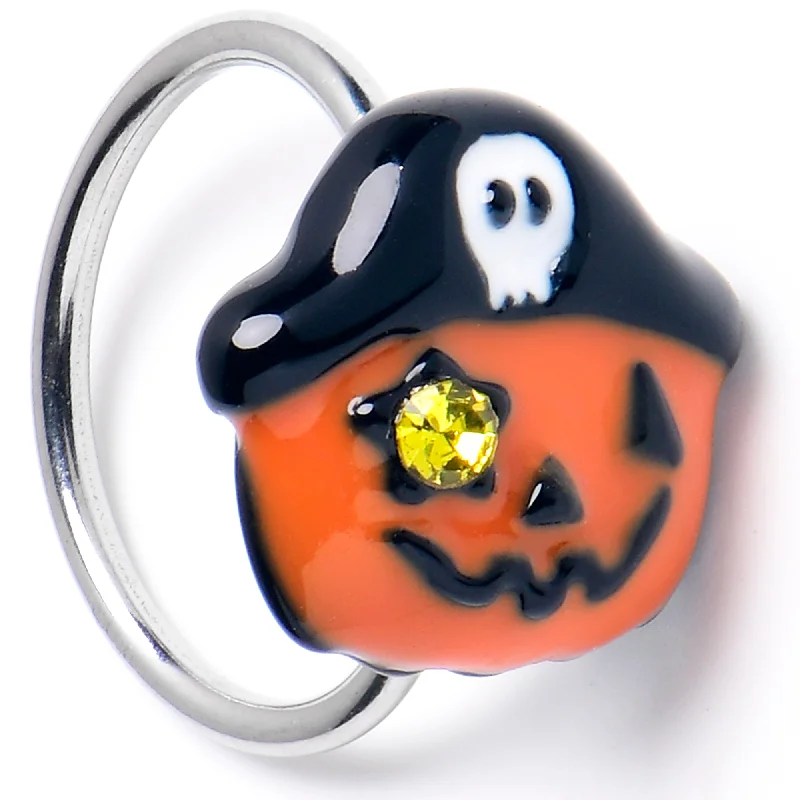 Nose Rings with Unique Designs for All -20 Gauge 5/16 Yellow Gem Orange Pirate Pumpkin Nose Hoop