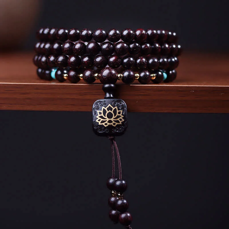 Men's Personalized Cuff Bracelets-Buddha Stones 108 Mala Beads Tibetan Small Leaf Red Sandalwood Lotus Balance Bracelet Men's Personalized Cuff Bracelets-Buddha Stones 108 Mala Beads Tibetan Small Leaf Red Sandalwood Lotus Balance Bracelet